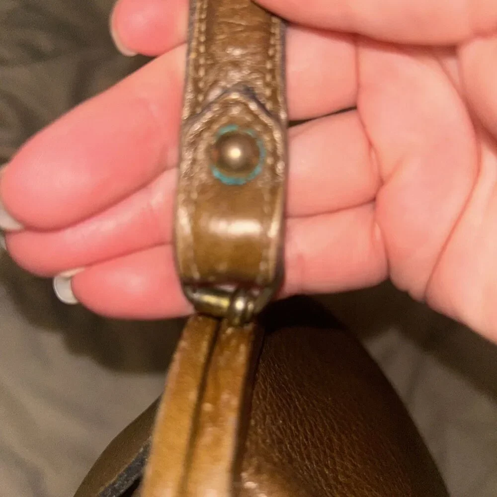 ROGER VAN S  Brown Leather Purse VTG Gold Hardware Tan Handbag
